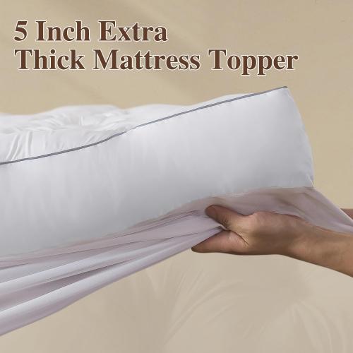 WhatsBedding 5 Inch Memory Foam Mattress Topper (Queen, 60x80),Deep Pocket | 2000GSM Fluffy Shredded Memory Foam Filled, Extra Soft Pillow Top for Back Pain Relief, Thick & Supportive Bed Topper