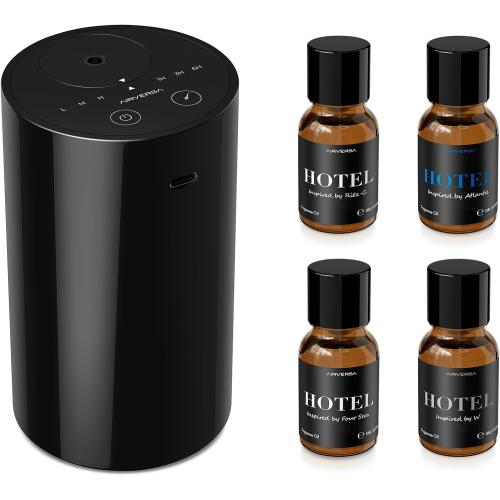 Airversa AN8 Waterless Essential Oil Diffuser Starter Kit, Black