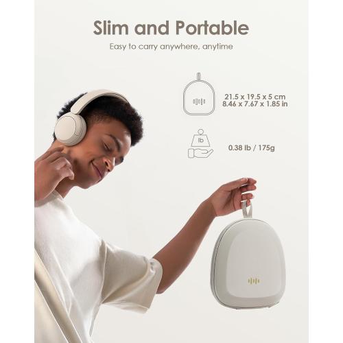 Headphone Case Hard Shell Super-Slim for Sony/JBL/Bose/Soundcore Anker/BERIBES KVIDIO TOZO JLab Over-Ear Headphones Universal Portable Travel Organizer Bag (Beige)