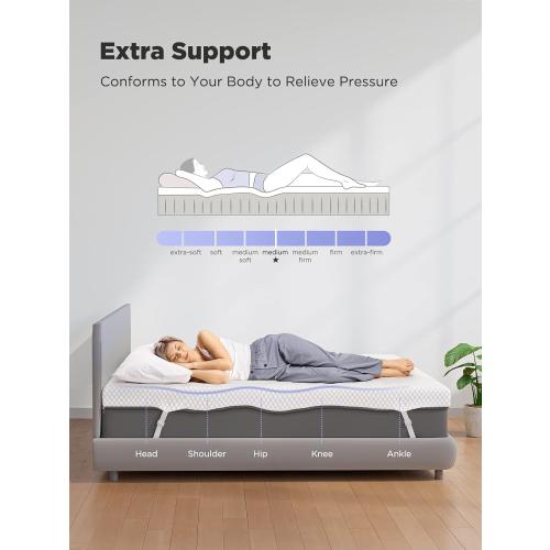 PERLECARE King Mattress Topper, 3 Inch Gel Memory Foam Mattress Topper for Pressure Relief, Premium Soft Cooling Sleep, Non-Slip Design with Removable & Washable Cover, Oeko-Tex Certified