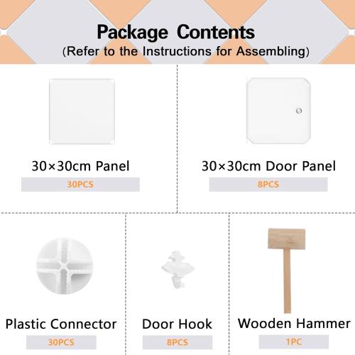 C&AHOME Cube Storage Organizer with Doors, 8-Cube Shelf, Closet Cabinet, DIY Plastic Modular Bookshelf, Storage Shelves Ideal for Bedroom,Living Room,24.8 L × 12.4 W × 48.4 H Milky UGSHS3008M