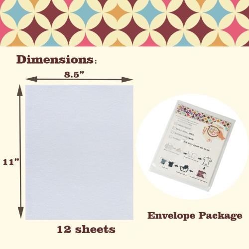 Karpoulra 6 Sheets 8.5x11 Sticky Water Soluble Embroidery Stabilizer, Dissolvable Printable Self Adhesive Wash Away Stabilizer for Print or Draw Patterns Hand Machine Embroidery