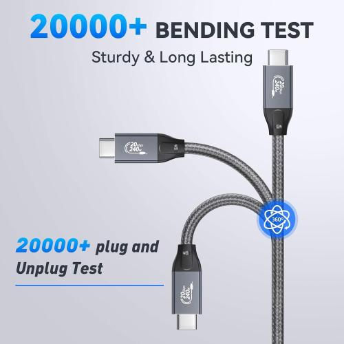 ULT-WIIQ 3.3FT Nylon Braided USB C to USB C 3.2 Gen 2 x 2 Video Cable for Monitor, 8K@30Hz 4K@144Hz/60Hz Display Cable, 20Gbps Data Transfer, PD 3.1 Supports 240W Fast Charging, for Laptop, PC, SSD…