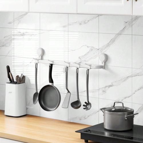 10pcs Marble Peel and Stick Backsplash Waterproof Washroom Wall Panels, Peel and Stick Tile, PVC Wall Panels for Kitchen (White and Grey, 11.8 x 11.8 x2.5MM x 10Pack)