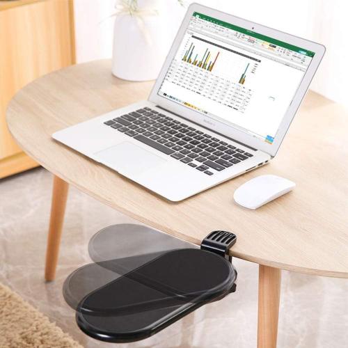 Ergonomic Desk Clamp On Tray Mouse Platform Extension Attachable Elbow Arm Rest Mouse Pad Tray Under Desk Shelf (Small Tray)