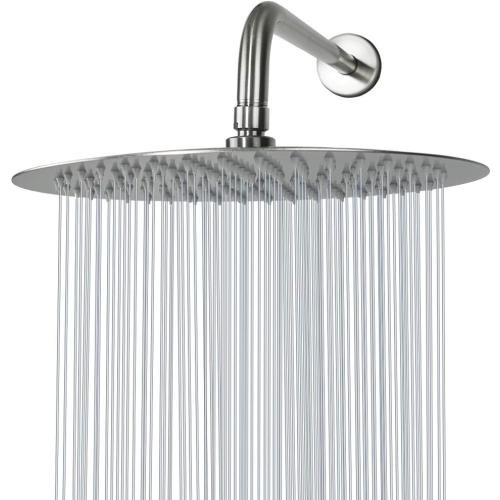 NearMoon Round Rain Shower Head With Shower Arm, Large Stainless Steel Rainfall Shower-Waterfall Full Body Coverage (12 Inch, Brushed Nickel)