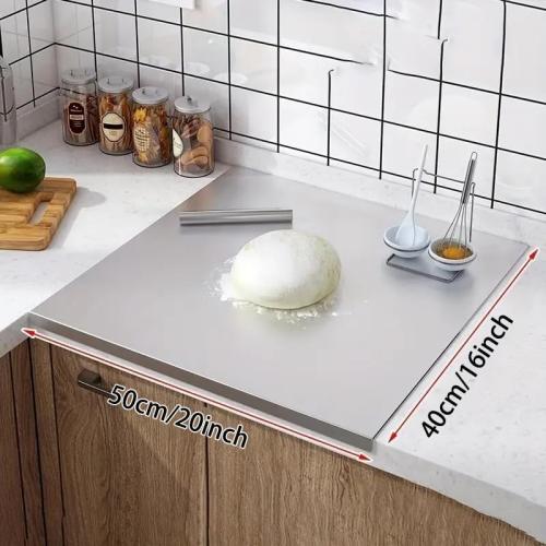 Size 50x 40cm /19.7x15.7in Stainless Steel Cutting Boards for Kitchen, Kneading Cutting Board Mats, Metal Cutting Board for Meat, Fruits, Vegetables, Bread, and Baking Large Cutting Boards (50 x 40cm/19.7 x 15.7in)