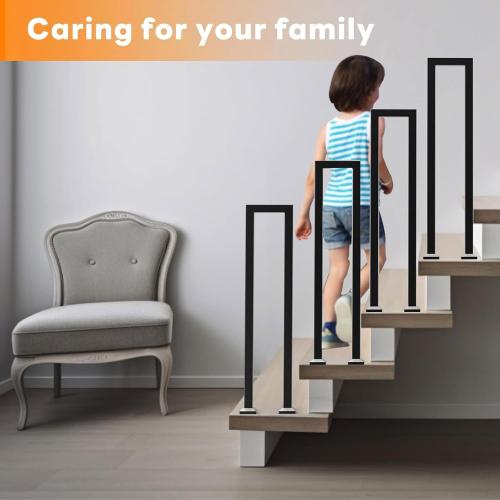 U-Shaped Stair Railing, Industrial Retro Staircase Handrail,Industrial Hand Rail Floor Mounted, Non-Slip Steps Stair Railing for Indoor/Outdoor, Villa Decorative Railing,for Indoor and Outdoor Steps