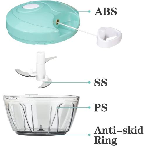 Cambom Manual Food Chopper Vegetable Cutter, Hand String Vegetable Chopper Onions Cutter for Vegetable Fruits Nuts BPA Free Food Safe Material, 550ml Clear