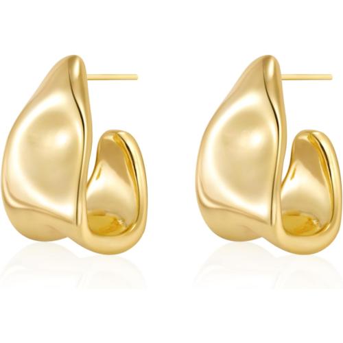 Amicon Chunky Gold Stud Earrings for Women 14k Gold Plated Hypoallergenic Earrings Statement Trendy Fashion Gold Jewelry Gifts