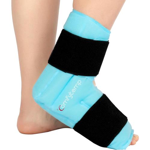 BLUE Comfytemp Ankle Foot Ice Pack Wrap for Plantar Fasciitis Relief, FSA Eligible, Ankles Brace for Sprained Ankle, Heel Spur, Swelling, Achilles Tendonitis, Pain, Hot Cold Physical Therapy Gifts, 1 Pcs
