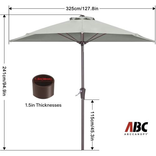 ABCCANOPY Patio Umbrella 11FT - Outdoor Half Umbrellas for Patio, Backyard, Garden, Deck (Ash Gray)