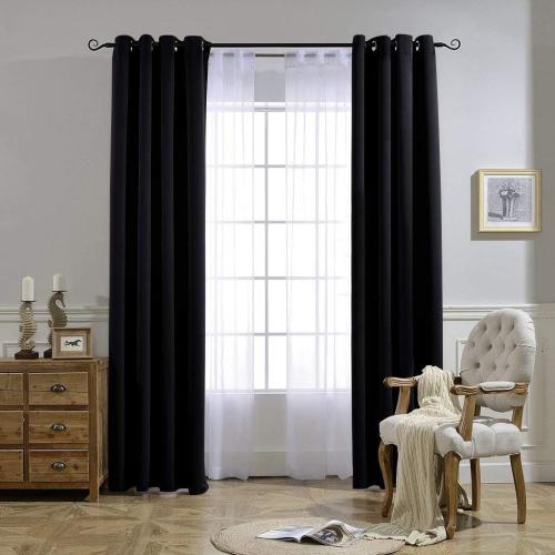 NICETOWN Black Out Curtains for Bedroom 84 inches Long - Light Reducing Thermal Insulated Solid Grommet Curtains/Panels/Drapes for Living Room (Set of 2, W52 x L84)