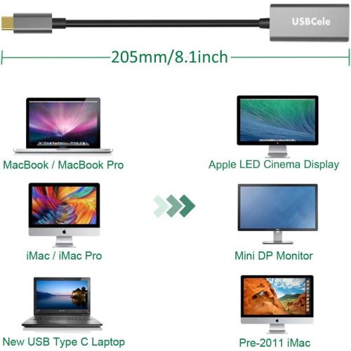 USB-C to Mini DisplayPort Adapter, USB Type C (Thunderbolt 3) to Mini DP 4K Cable Adapter for MacBook Pro, iMac/iMac Pro, LED Cinema Display and More [Advanced Chip]