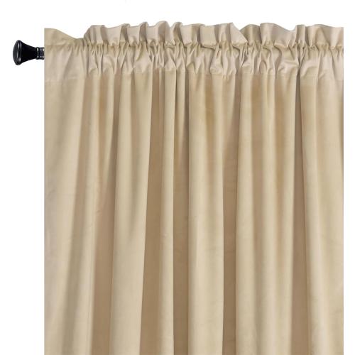 Roslynwood Cream Velvet Curtain 120 inches Extra Long - Curtains Room Darkening Rod Pocket Thermal Insulated Window Christmas Decorative Drapes for Living Room/Loft, W52 x L120, 2 Panels