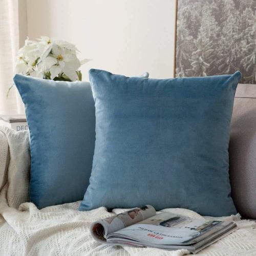 MIULEE Velvet Throw Pillow Covers , Pack of Light Blue, Soft Solid Decorative Pillow Covers Cushion Cases Modern Luxury Home Decor for Spring Couch Sofa Bedroom Livingroom