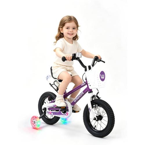 WinHope 12-18 Inch Kids Bike with Light up Training Wheels for Boys Girls