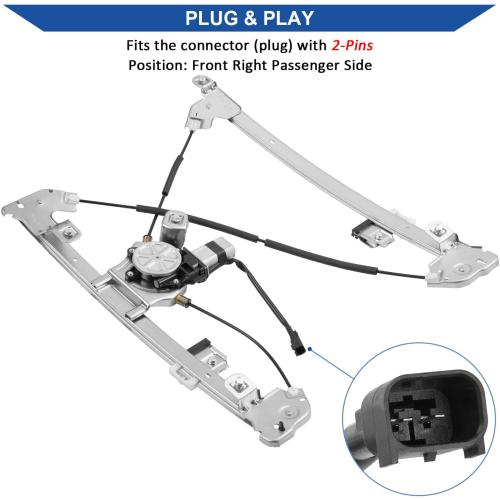 Obaee 741-429 Front Right Passenger Side Power Window Regulator and Motor Assembly Compatible with Ford F-150 2004-2008, Lincoln Mark LT Base 2006-2008, Standard Cab or Crew Cap