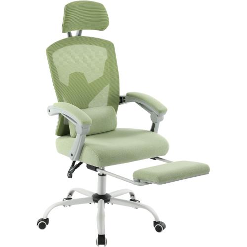 Ergonomic Office Chair - High Back Mesh Computer Desk Chair with Lumbar Support & Wheels, Adjustable Swivel Task Chair for Home Office, Study or Bedroom (Green)
