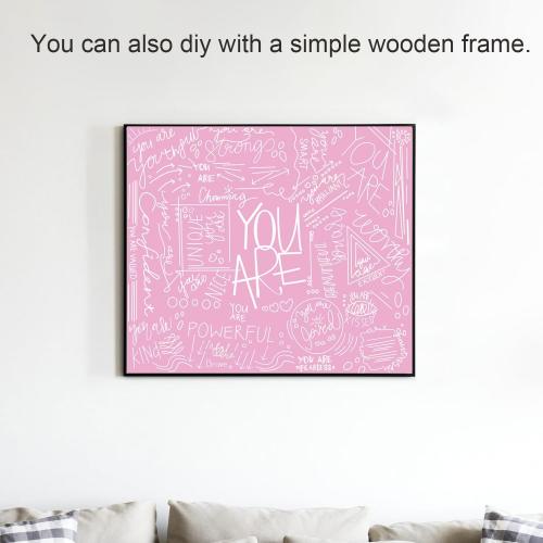 Miytal Quote You Are Inspirational Wall Tapestry, Positive Saying Wall Art Wall Hanging Pink Aesthetic Tapestry for Teen Girl Bedroom Dorm 51.2 x 59.1 Inches - White Pink