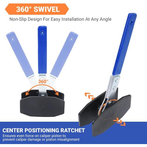 Brake Caliper Compression Tool, Caliper Piston Compressor Tool with 360 Rotating Ratchet, Professional Brake Caliper Tool for Single Twin Quad Piston, Car Truck SUV Brake Repair, Blue