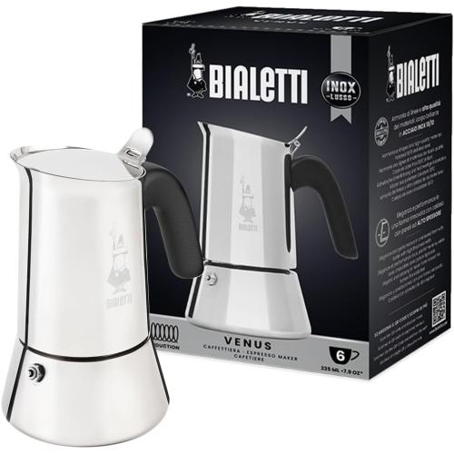 Bialetti - New Venus Induction, Stovetop Coffee Maker, Suitable for all Types of Hobs, Stainless Steel, 6 Cups (7.9 Oz), Silver