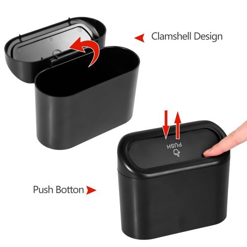 NBTEPEM Car Trash Can with Lid -  Mini Auto Garbage Can , Automotive Garbage Container Bin, Multipurpose Organizers and Storage for Car, Home, Office (Black)