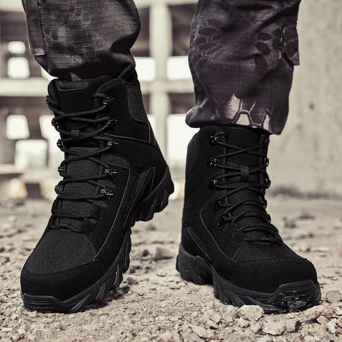 QUH Winter Snow Boots Waterproof Military Training Fur Lined Anti Slip Warm Boots Thickened Cotton Walking Ankle Boots For Man SIZE 43