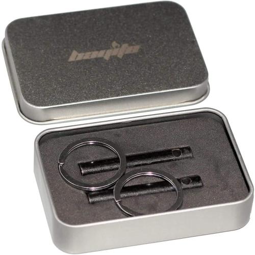 bayite Survival Drilled Ferrocerium Flint Fire Starter Rod with Keychain Ring 2 Inch Pack of 2