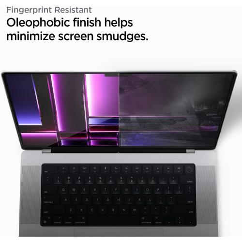Spigen Tempered Glass Screen Protector [GlasTR Slim] Designed for MacBook Pro 16 inch (M5 Pro / M5 Max / M4 series / M3 series / M2 series / M1 series) | (M5 Max 2026 / M4 Series / M3 Series / M2 Series / M1 Series), Full Coverage, Crystal Clear Protection with Black Edge
