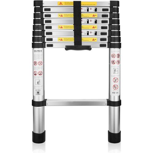 (8.5Ft/2.6M) Telescoping Ladders，EN131Standards Multi-Purpose Folding Aluminum Extension Ladder