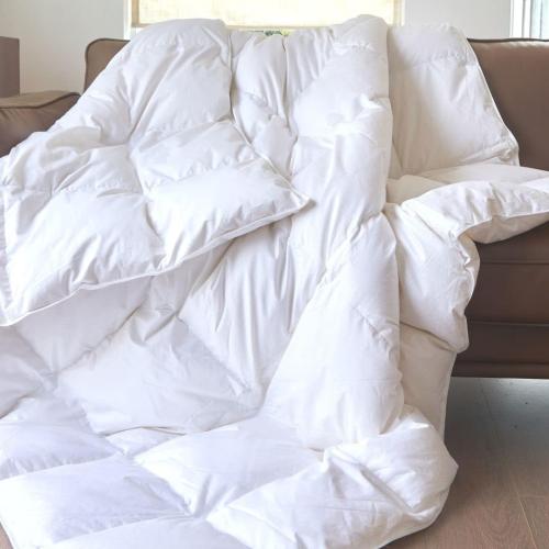 Royal Elite Goose Feather Down Comforter Queen Size-Made in Canada White Goose Feather Duvet Insert-Fluffy Hotel Comforter with Oeko Tex Cotton Shell