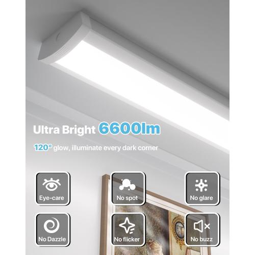 HYPERLITE 4FT LED Wraparound Light 6600LM, 60W/50W/40W, 4000K 48Inch Garage Ceiling Lights Surface Mount, AC120V ETL Listed Hardwired Led Light Fixture for Garage, Kitchen, Fluorescent Replacement,4P