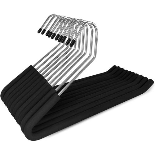 Open Ended Pants Hangers, 10 Pack Non-Slip Foam Padded Pants Hangers Space Saving Heavy Duty for Jeans, Trousers, Slacks