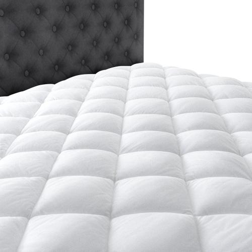 Taupiri King Quilted Mattress Pad Cover with Deep Pocket (8-21), White | Fitted Soft Pillow Top Bed Topper, Down Alternative Cooling Mattress Protector