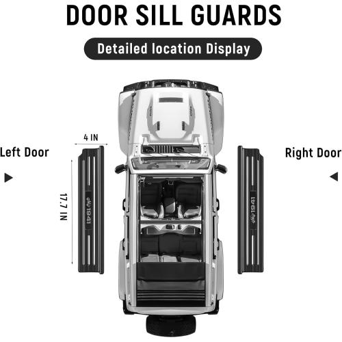 1PCS Door Sill Protector for Jeep Wrangler JL JLU 2018-2025 2026 & Gladiator JT 2020-2025 2026 Accessories Stainless Steel 2-Door Car Pedal Kick Protection (Black Brushed)