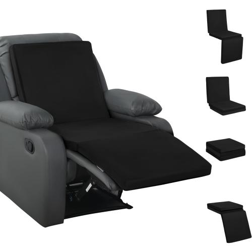 3-in-1 Recliner Seat Cushion with Lumbar Support Pillow & Footrest, Multi-Functional Adjustable Height  for You to Choose, Non-Slip Foam Chair Cushion for Elderly, Black