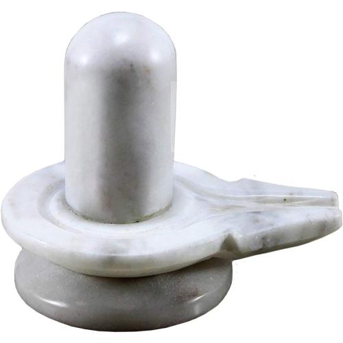 Size 3.5 Color White Marble Stone Shiva Lingam Shiv Ling Idol Murti Statue Baahubali Design Size (3.5 Inches)