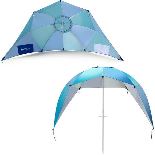 Beach Shelter Umbrella Premiere UPF 50  Umbrella Shelter for Sun and Rain Protection for Adult (10-Foot, Blue Green)