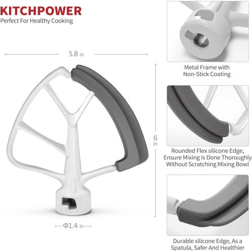 4.5-5 Quart Flex Edge Beater for KitchenAid Tilt-Head Stand Mixers White