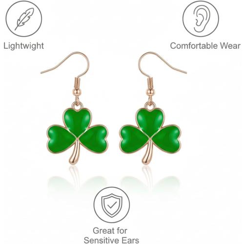 St Patricks Day Earrings for Women,Shamrock Clover Green Earrings Saint Patricks Day Decorations Irish Handmade Lucky Four Leaf Dangle Earring St. Patrick's Day Accessory Holiday Jewelry Gift