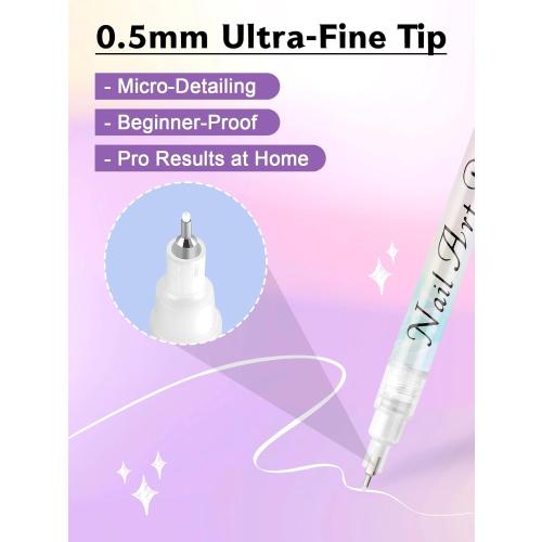 ??1 PCS White Nail Art Polish Pens, Kalolary 0.5mm Nail Art Markers Nail Point Graffiti Dotting Pen Drawing Painting Liner Brush for DIY Nail Art Beauty Adorn Manicure Tools