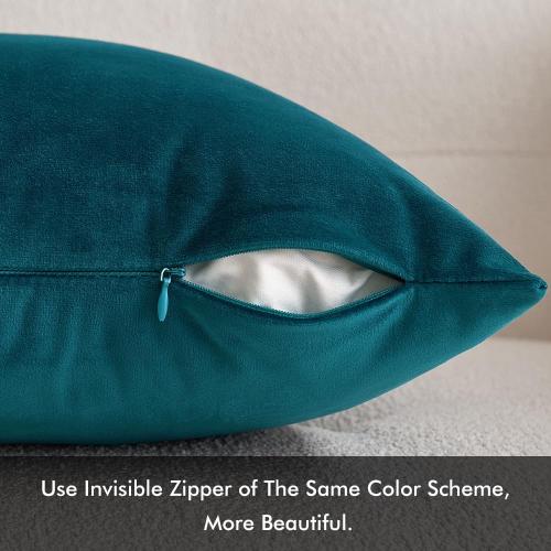MIULEE Velvet Throw Pillow Covers 18x18 Inch, Pack of 2 - Teal, Super Soft Decorative Square Cushion Cases Modern Luxury Home Decor for Sofa, Couch, Bed, Chair with Invisible Zipper