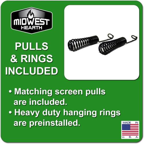 Midwest Hearth Fireplace Screen Mesh Curtain 26 High (Made in USA) Two 24 Wide Panels (Black)