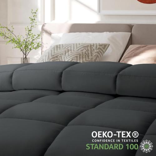 COHOME Queen Size Comforter - Down Alternative Duvet Insert with Anti-Clump Tech & 8 Tabs, All-Season Reversible Luxury Hotel Bedding - Gifts for Women/Men, Dark Grey 88''x88''