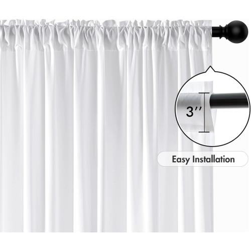 MIULEE White Privacy Sheer Curtains 2 Panels 42W x 84L