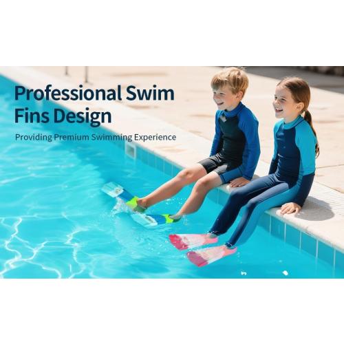 Kids Swim Training Fins, Soft Solicone Swimming Flippers, Comfortable Short Fins for Children Boys Girls and Beginners red ♥️ and blue ?