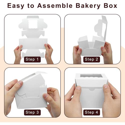 40 Pack Cookie Boxes 4x4x2 Inch Bakery Boxes with window Treat Box Chocolate Covered Strawberries Box for Christmas Valentine's Mother's Day