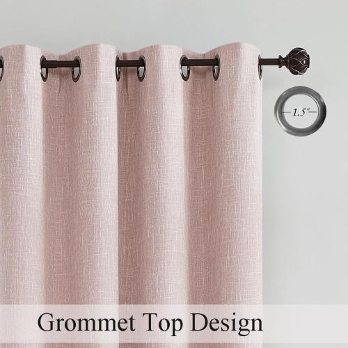 Central Park Pink Full Blackout Curtain with Liner Heavy Linen Texture Thermal Insulated Energy Efficient Window Treatment Drapes 84 Inches Long with Grommet for Bedroom, Rose Pink, 50x84, 2 Panels