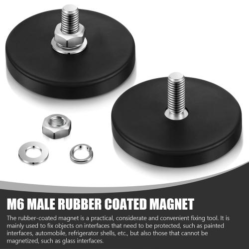 Pack of 10 Rubber Coated M6 Male Neodymium Magnet Base Anti Scratch and M6 Male Thread Rubber Coating Magnets with Bolts and Nuts Lighting Camera Tools(10 Packs)